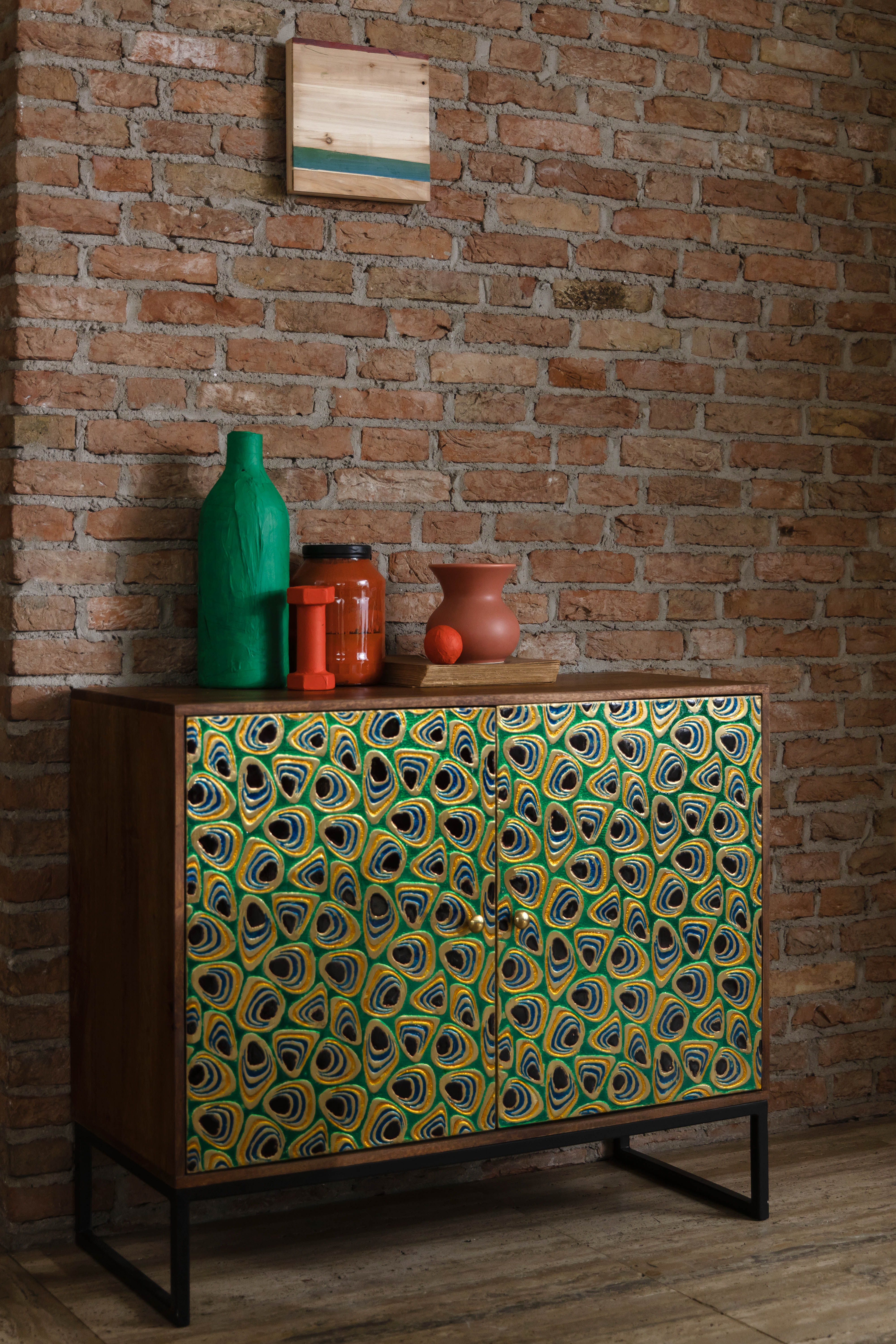 Dutchbone Meena Green Peacock Eyes Sideboard